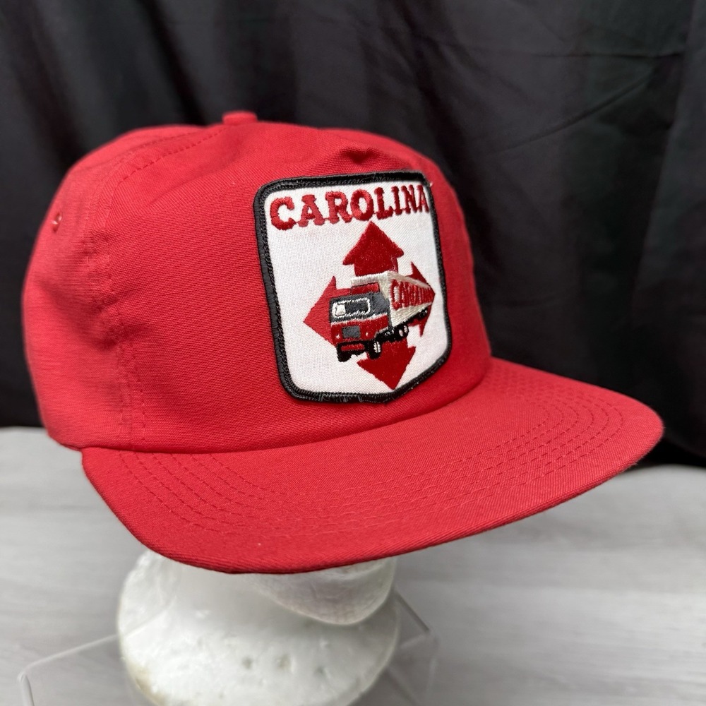 Vtg Carolina Trucking Hat Patch Snapback Trucker Cap Red Semi Made USA 80s
